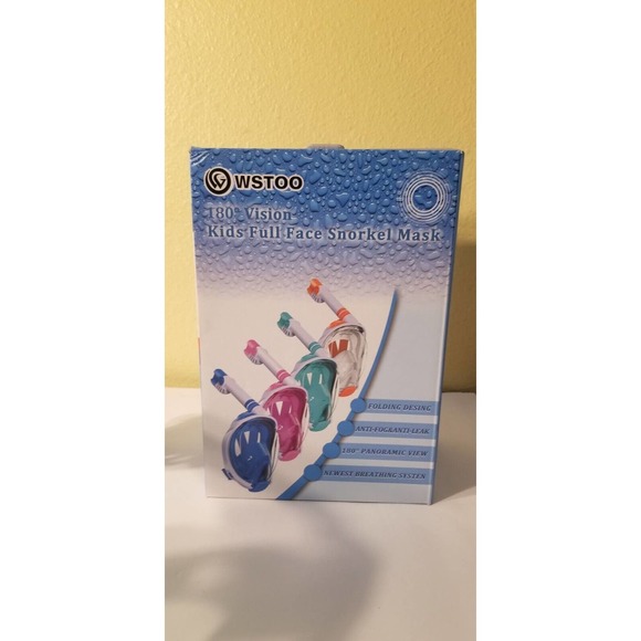 2 WSTOO Kids Snorkel Mask,Fold 180 Degree Panoramic View Kids Snorkel Mask - Picture 4 of 13